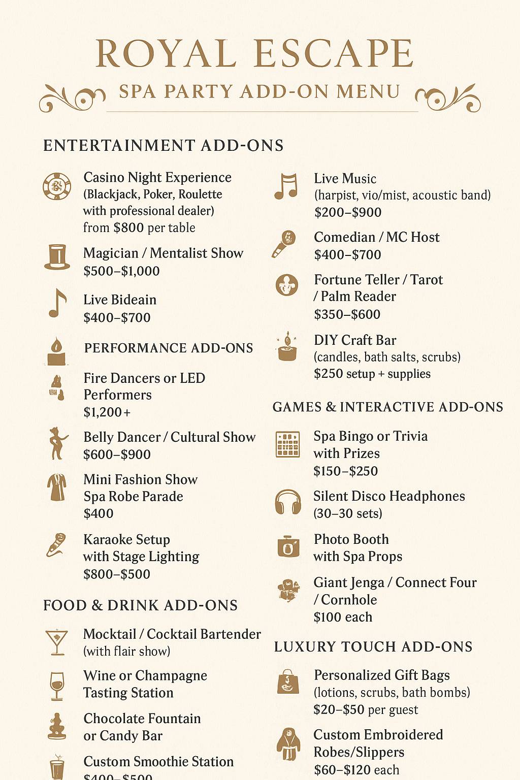 Spa Party for Birthdays,  anniversaries, reunions, any special occasions